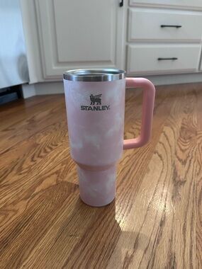 Stanley Pink Insulated Travel Mug with Handle: peach tie dye RARE no lid/straw
